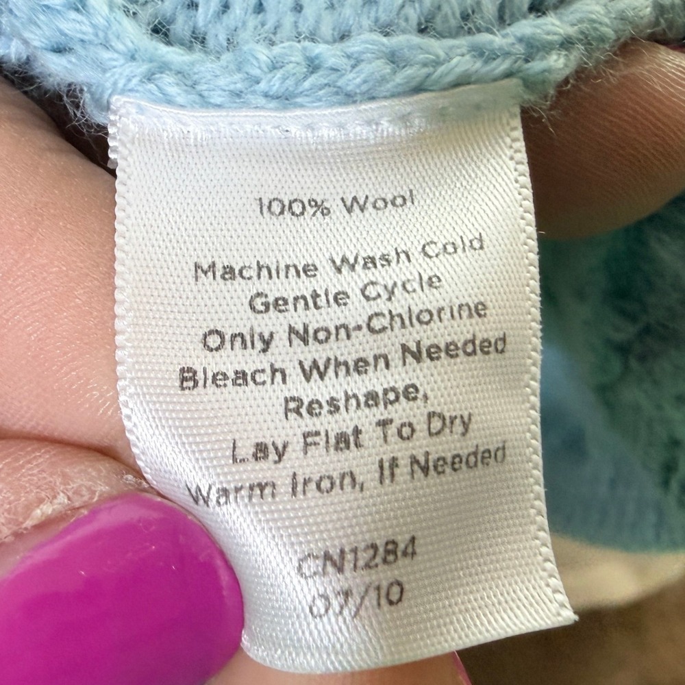 Talbots Womens 100% Wool Cable Knit Shawl Collar Open Cardigan Blue Size M - Picture 5 of 8